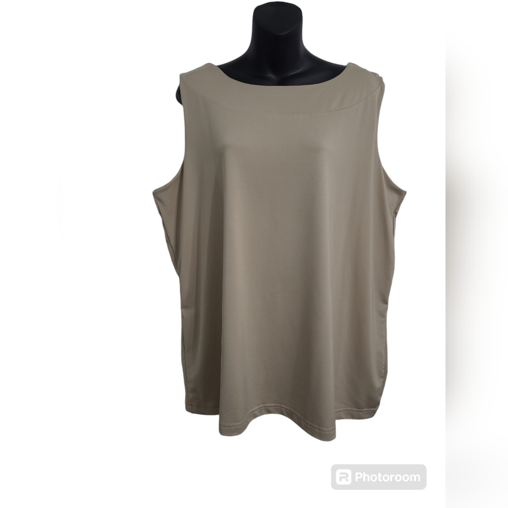 Sleeveless Boatneck Tunic Top - Taupe